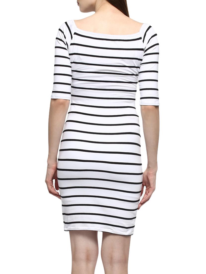 striped square neck bodyfitted dress - 12562929 - Zoom Image - 3