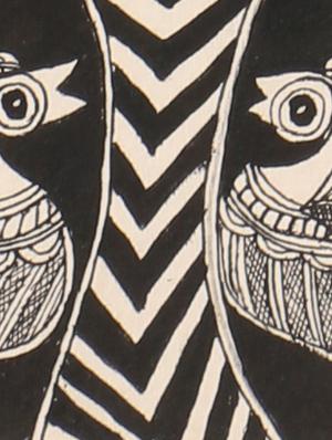 imithila beautiful mithila painting of peacocks under the tree of life (65 x 19 cms) - 12563980 - Standard Image - 4