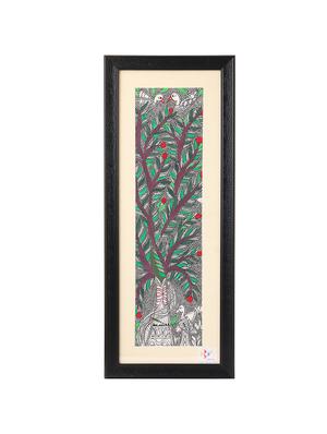 imithila vibrant mithila painting of a fruitful tree with home to several birds (65 x 27 cms) - 12563981 - Standard Image - 2