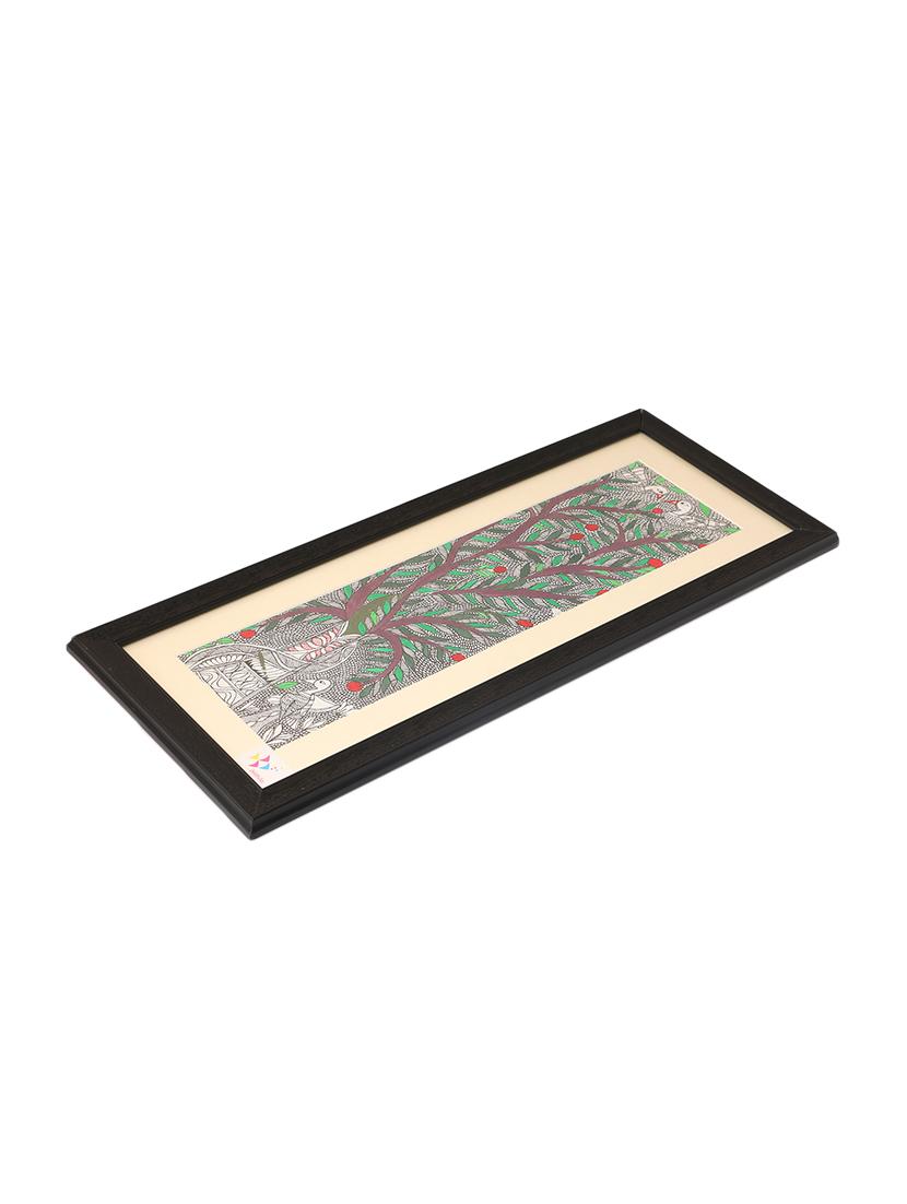imithila vibrant mithila painting of a fruitful tree with home to several birds (65 x 27 cms) - 12563981 - Zoom Image - 3