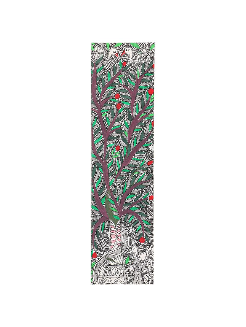 imithila vibrant mithila painting of a fruitful tree with home to several birds (65 x 27 cms) - 12563981 - Zoom Image - 4