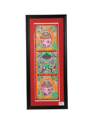 imithila folk art on the holy shankha and auspicious fish (65 x 27 cms) - 12563986 - Standard Image - 2