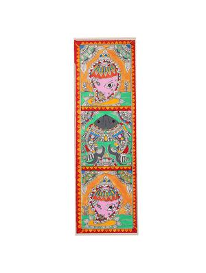 imithila folk art on the holy shankha and auspicious fish (65 x 27 cms) - 12563986 - Standard Image - 3