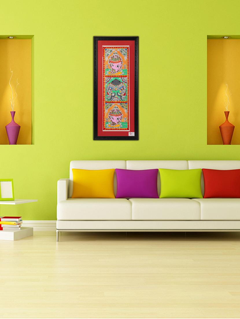 imithila folk art on the holy shankha and auspicious fish (65 x 27 cms) - 12563986 - Zoom Image - 1
