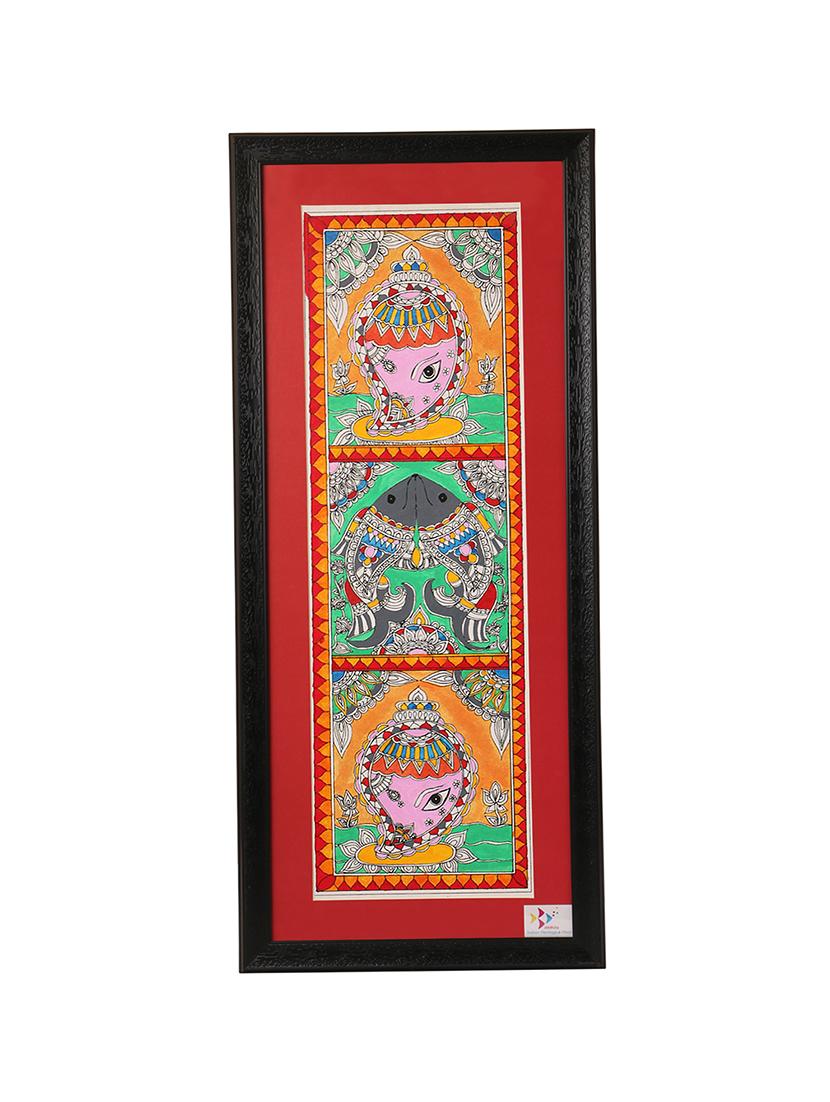 imithila folk art on the holy shankha and auspicious fish (65 x 27 cms) - 12563986 - Zoom Image - 2