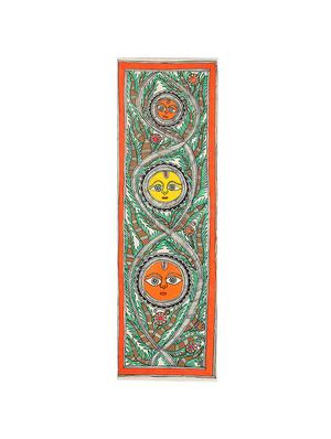 imithila mithila painting exemplifying three forms of lord sun (66 x 28 cms) - 12563987 - Standard Image - 3