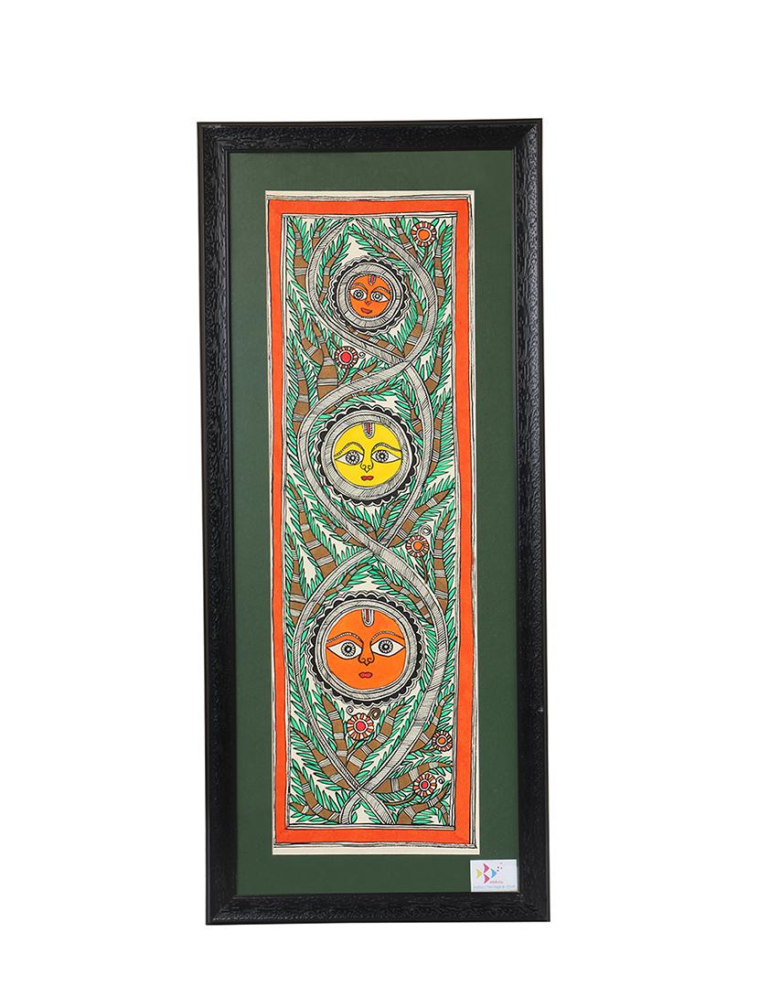 imithila mithila painting exemplifying three forms of lord sun (66 x 28 cms) - 12563987 - Zoom Image - 2