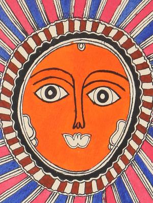 imithila mithila painting of sun giving life (65 x 27 cms) - 12563997 - Standard Image - 4