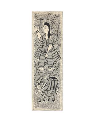 imithila lord krishna with his favorite cow (65 x 27 cms) - 12564001 - Standard Image - 3