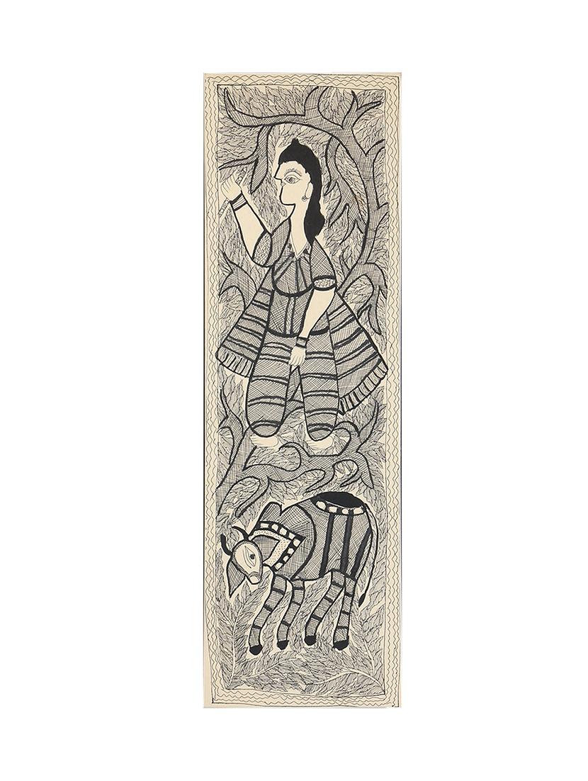 imithila lord krishna with his favorite cow (65 x 27 cms) - 12564001 - Zoom Image - 3