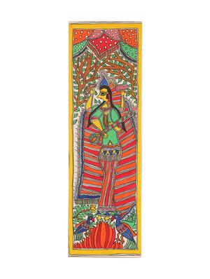 imithila devi saraswati depicted in mithila style (65 x 27 cms) - 12564004 - Standard Image - 3
