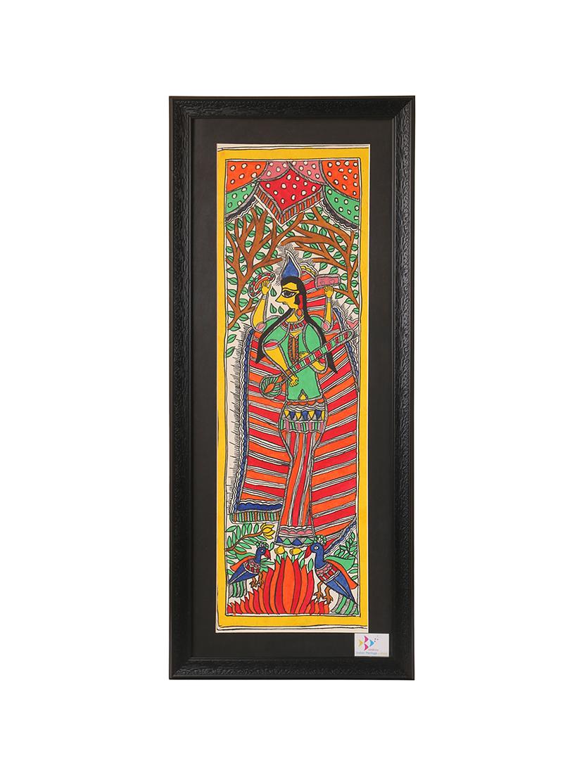 imithila devi saraswati depicted in mithila style (65 x 27 cms) - 12564004 - Zoom Image - 2