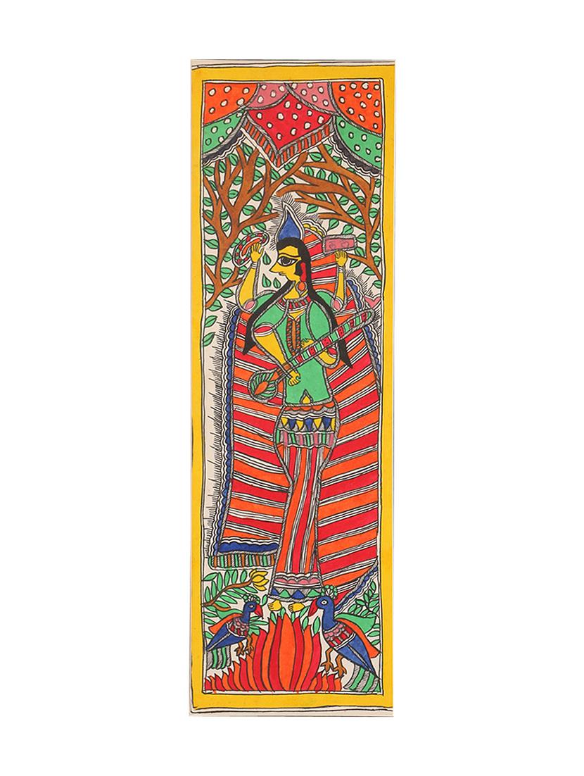 imithila devi saraswati depicted in mithila style (65 x 27 cms) - 12564004 - Zoom Image - 3