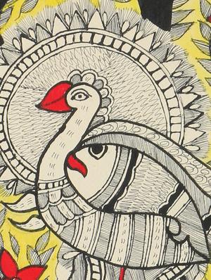imithila evolution of life with peacock and fish on a beautiful background (65 x 27 cms) - 12564008 - Standard Image - 4