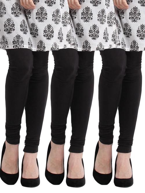 set of 3 black cotton leggings - 12566305 - Standard Image - 1