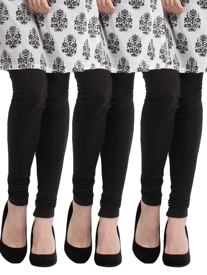 set of 3 black cotton leggings - 12566305 - Zoom Image - 1