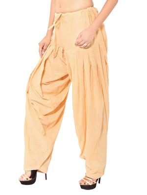 beige & blue cotton patiyala salwar (set of 2) - 12569256 - Standard Image - 4