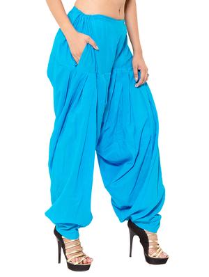 beige & blue cotton patiyala salwar (set of 2) - 12569256 - Standard Image - 6