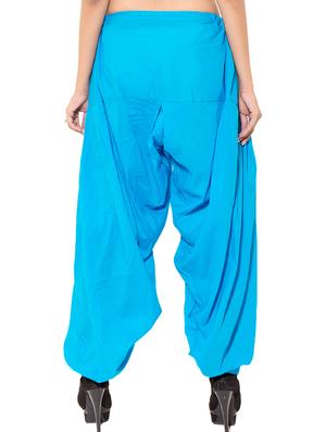 beige & blue cotton patiyala salwar (set of 2) - 12569256 - Standard Image - 7