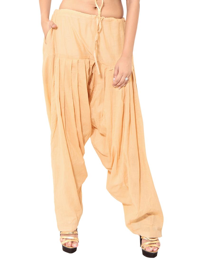 beige & blue cotton patiyala salwar (set of 2) - 12569256 - Zoom Image - 2