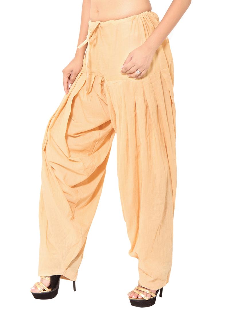 beige & blue cotton patiyala salwar (set of 2) - 12569256 - Zoom Image - 4
