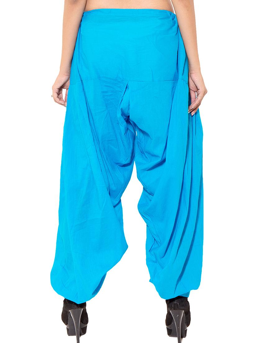 beige & blue cotton patiyala salwar (set of 2) - 12569256 - Zoom Image - 7