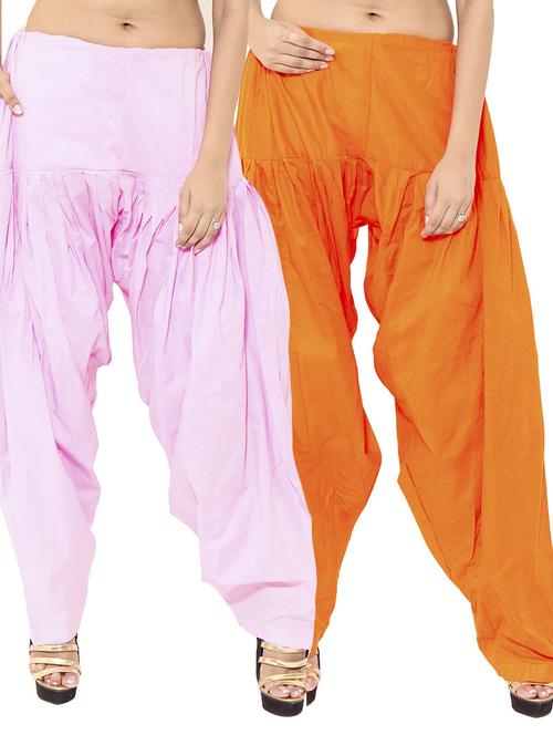orange & pink cotton patiyala salwar (set of 2) - 12569268 - Very Small Image - 1