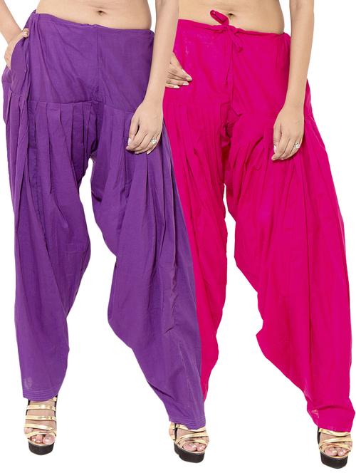 purple & pink cotton patiyala salwar (set of 2) - 12569280 - Very Small Image - 1