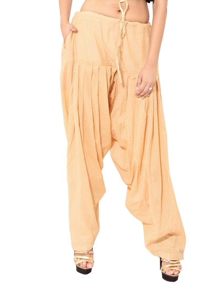 beige & red cotton patiyala salwar (set of 2) - 12569286 - Zoom Image - 3