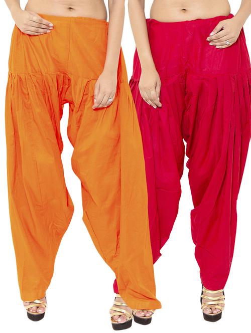 orange & red cotton patiyala salwar (set of 2) - 12569288 - Very Small Image - 1