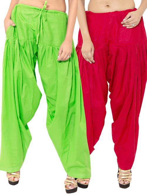 green & red cotton patiyala salwar (set of 2) - 12569290 - Very Small Image - 1