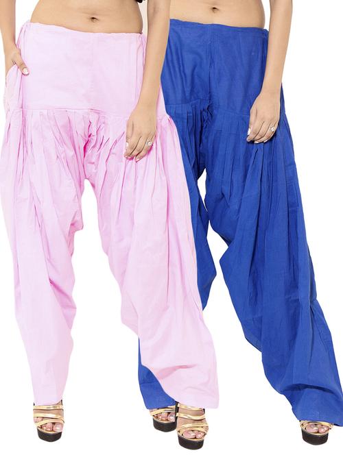 pink & blue cotton patiyala salwar (set of 2) - 12569294 - Very Small Image - 1