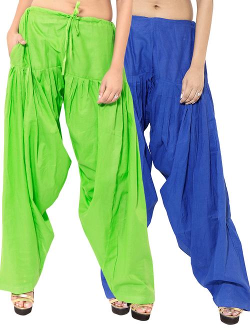 green & blue cotton patiyala salwar (set of 2) - 12569299 - Standard Image - 1