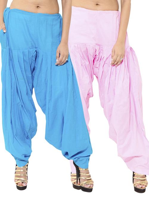 pink & blue cotton patiyala salwar (set of 2) - 12569302 - Very Small Image - 1