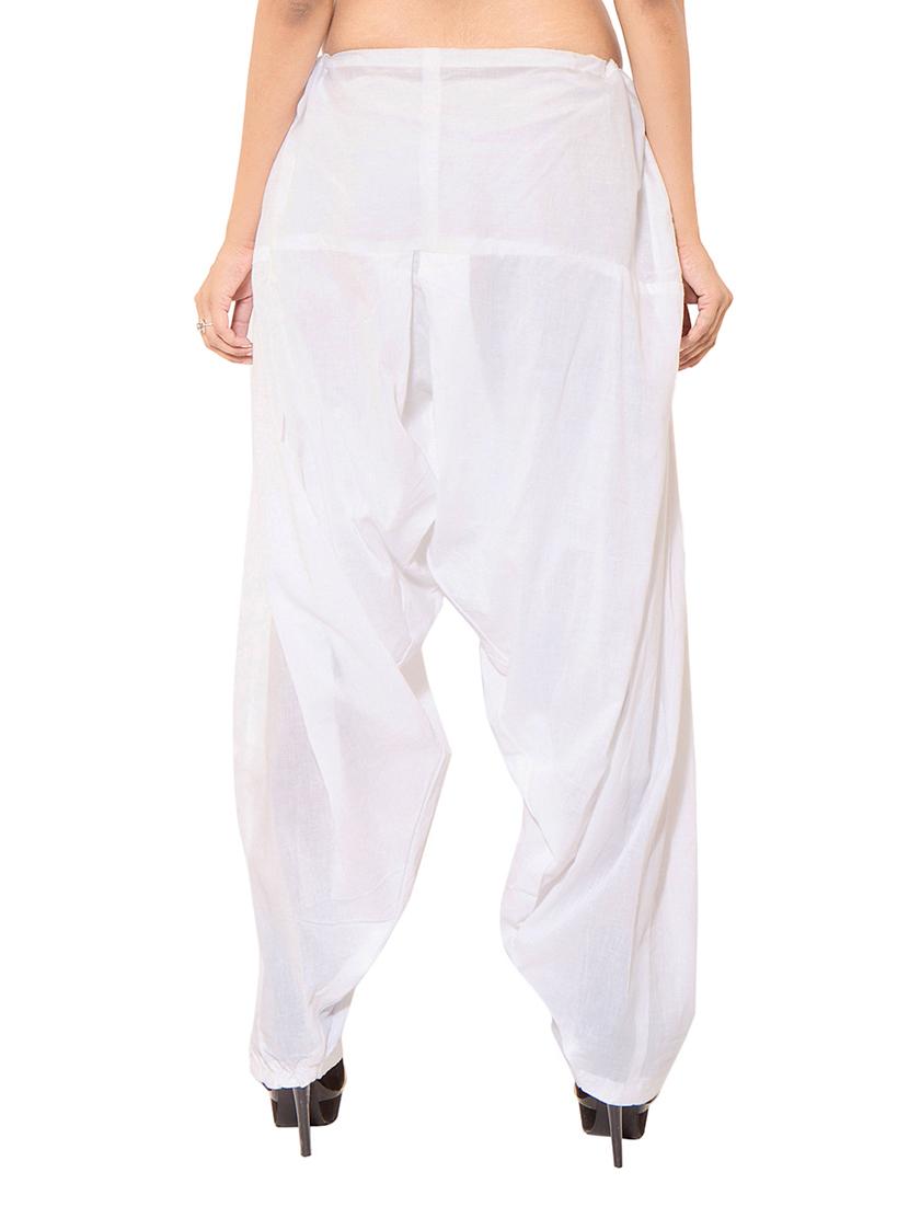 beige & white cotton patiyala salwar (set of 2) - 12569305 - Zoom Image - 4