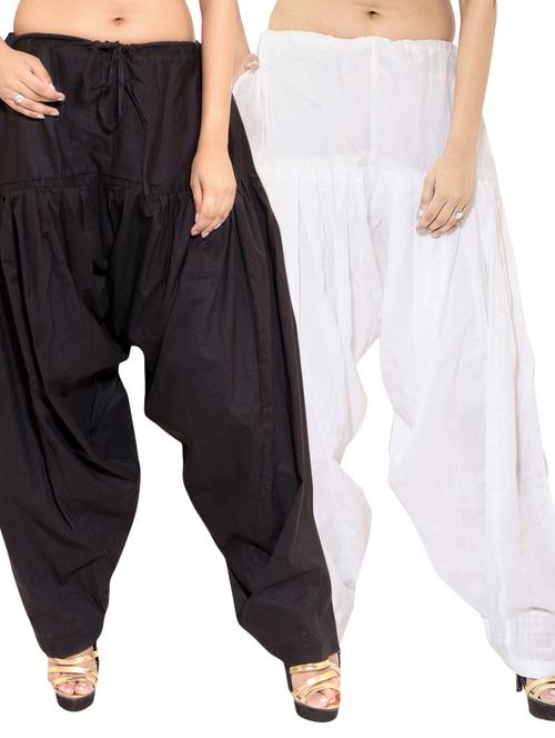 black & white cotton patiyala salwar (set of 2) - 12569306 - Very Small Image - 1