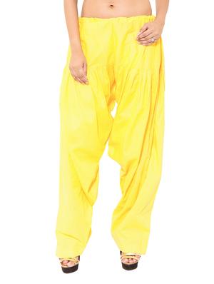 yellow & pink cotton patiyala salwar (set of 2) - 12569317 - Standard Image - 2