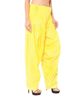 yellow & pink cotton patiyala salwar (set of 2) - 12569317 - Standard Image - 3
