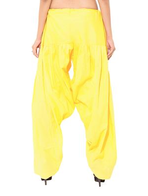 yellow & pink cotton patiyala salwar (set of 2) - 12569317 - Standard Image - 4
