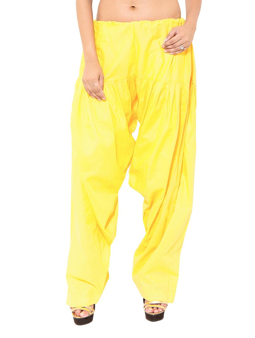 yellow & pink cotton patiyala salwar (set of 2) - 12569317 - Zoom Image - 2