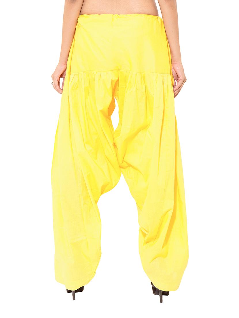 yellow & pink cotton patiyala salwar (set of 2) - 12569317 - Zoom Image - 4
