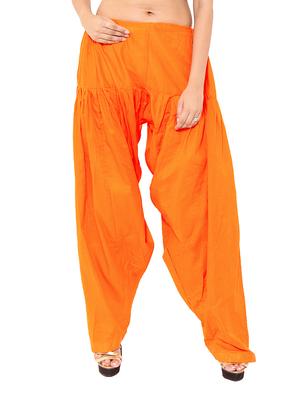 orange & yellow cotton patiyala salwar (set of 2) - 12569320 - Standard Image - 5