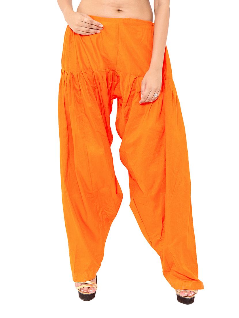 orange & yellow cotton patiyala salwar (set of 2) - 12569320 - Zoom Image - 5