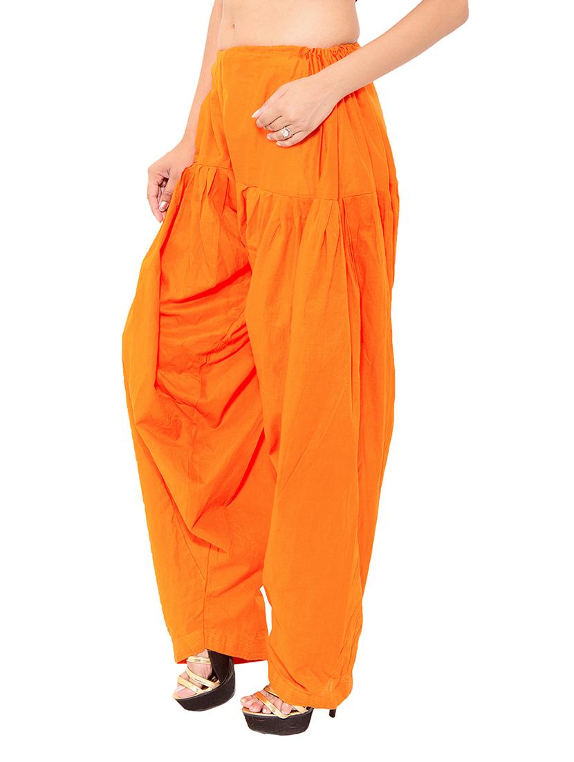 orange & yellow cotton patiyala salwar (set of 2) - 12569320 - Zoom Image - 6