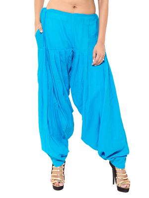 blue & yellow cotton patiyala salwar (set of 2) - 12569326 - Standard Image - 2