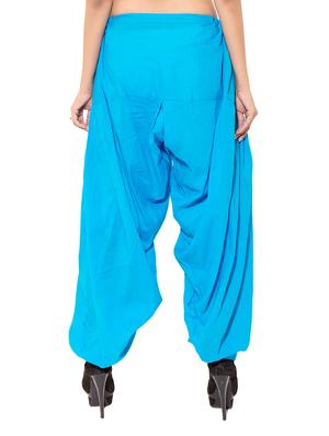 blue & yellow cotton patiyala salwar (set of 2) - 12569326 - Standard Image - 4