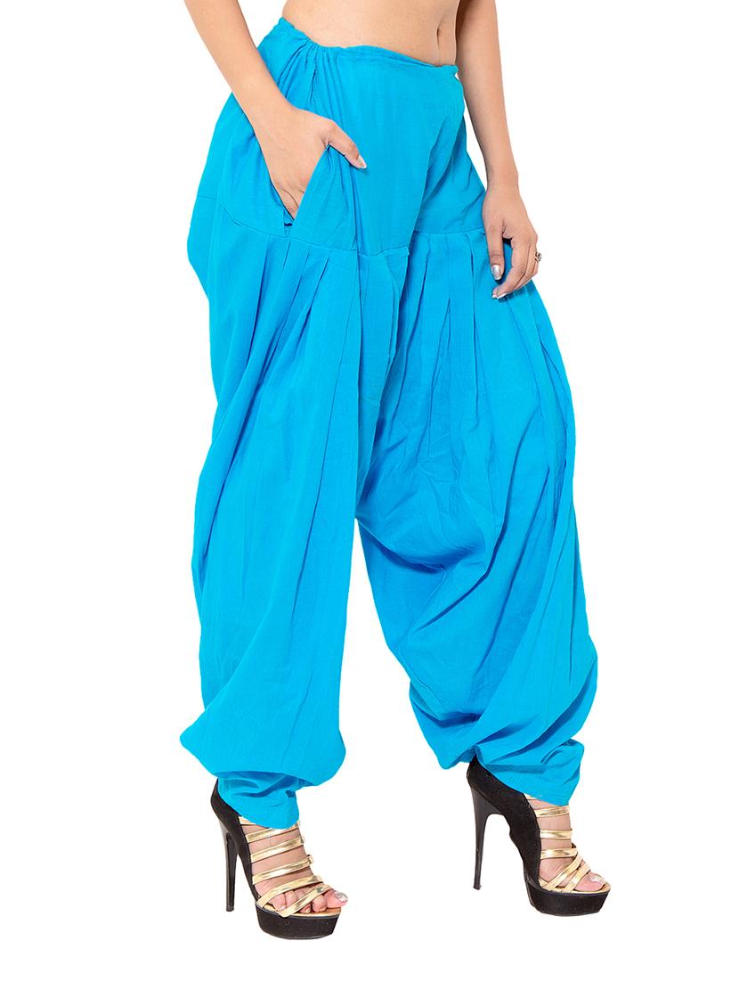 blue & yellow cotton patiyala salwar (set of 2) - 12569326 - Zoom Image - 3