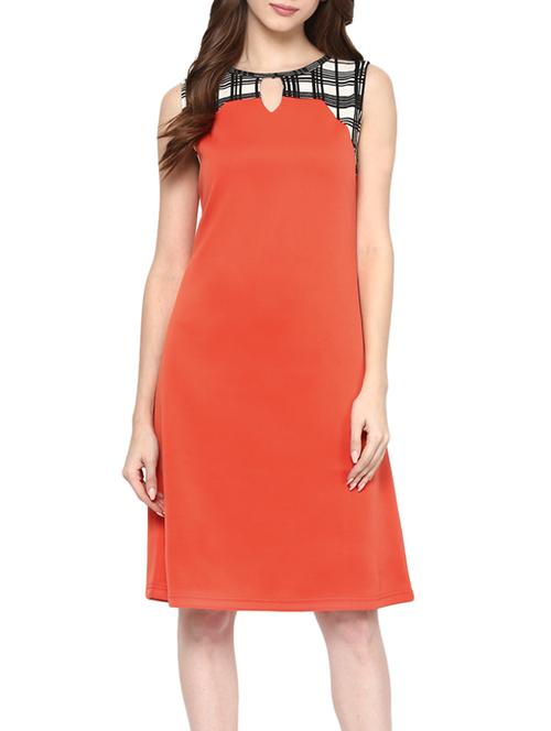 orange checkered cotton a-line dress - 12573328 -  Standard Image - 0