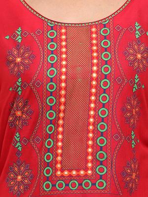 red rayon printed straight kurta - 12573644 - Standard Image - 4