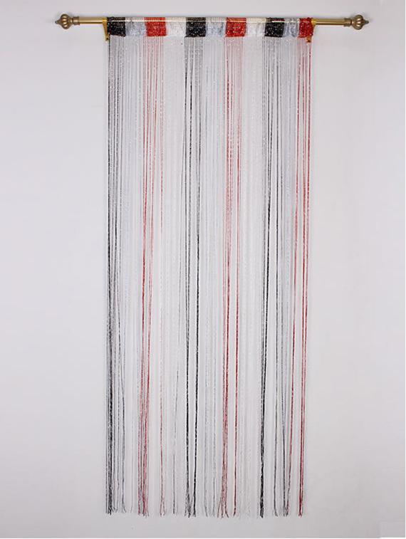 RED, BLACK AND GREY STRING CURTAIN WITH SILVER LUREX - 12577076 - Zoom Image - 1
